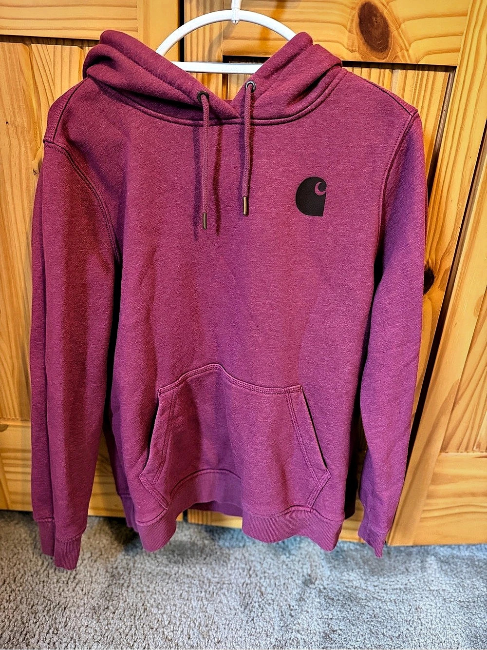 Carhartt Women's Relaxed Fit Midweight Logo Sleeve Graphic Hoodie Purple